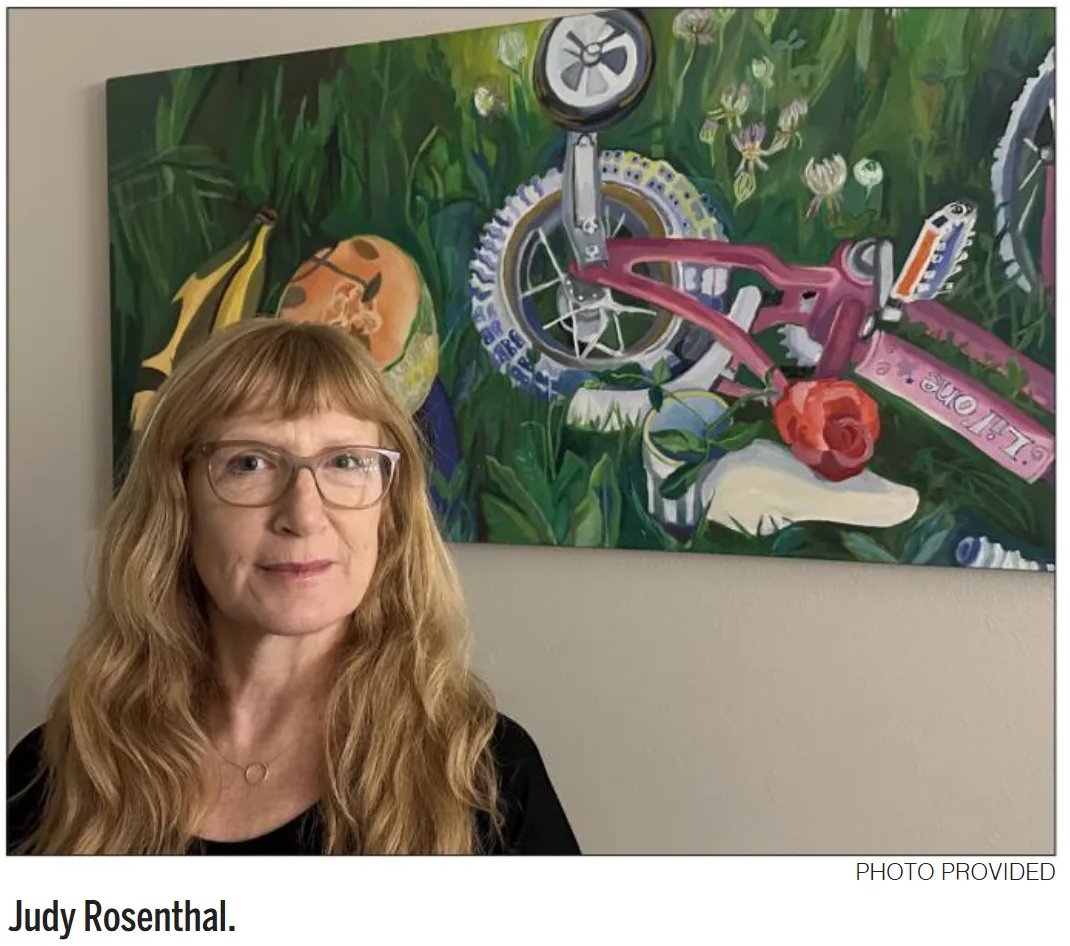 Newspaper clipping photo of Judy Rosenthal, Sisters Middle School art teacher.