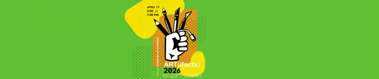 Flyer invite with date and time the Annual ARTifacts Arts and Crafts showcase at Sisters High School.