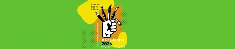 Flyer invite with date and time the Annual ARTifacts Arts and Crafts showcase at Sisters High School.